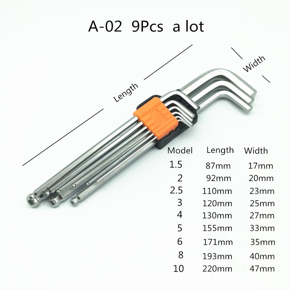 Durable Ball End Hex Wrench Allen Key Hand Tools Metric Allen Nickel Plating 1.5mm-10mm Hexagon Keys