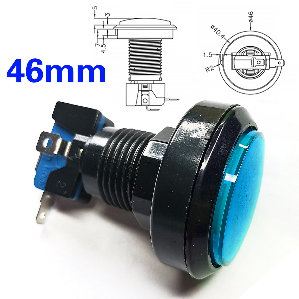 1 Stück 46 mm Druckknopf rund Momentanbeleuchtung beleuchtet LED Spiel Umschalter für Arkade Klaue Verkauf Maschine Flipper Teile: Blau