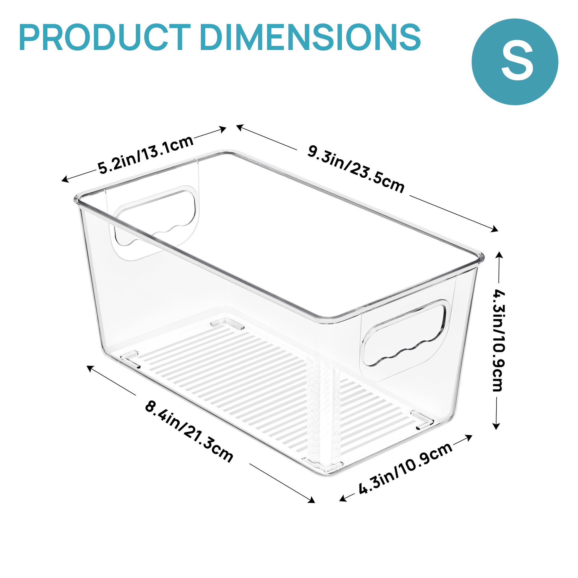 9/10/11/13 inch Transparent Stackable Storage Box With Lid, Large Plastic Container With Handle, Used For Food Storage Room: S / black