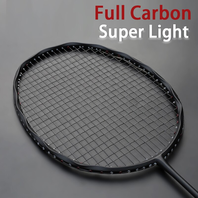 Carbon Fiber Badminton Rackets 4U Professionele Offensief Soort Rackets Met Zakken Snaren 22-30LBS Racket Snelheid Sport: Black