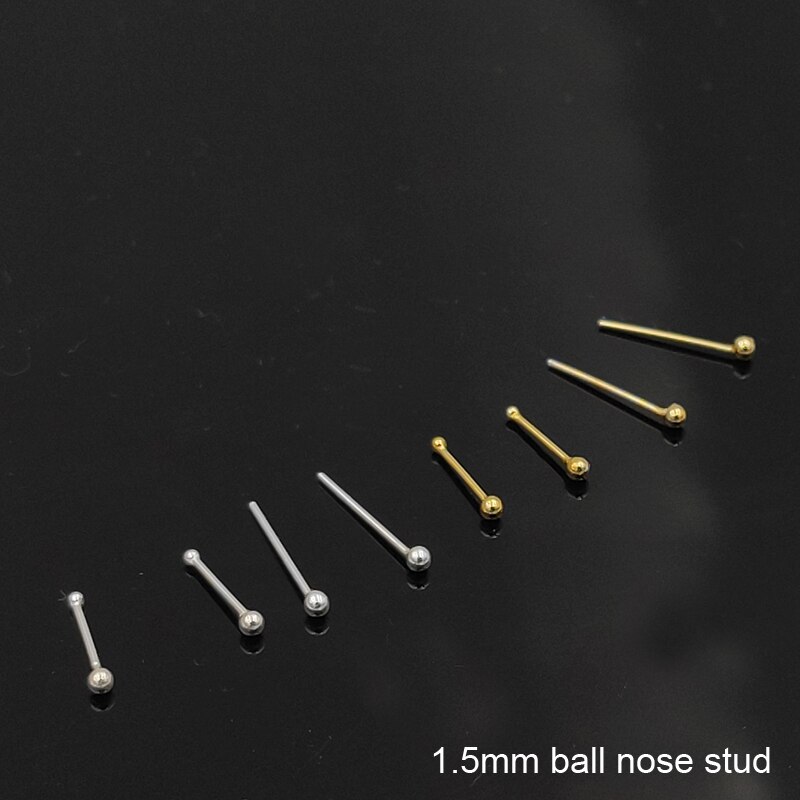 925 Sterling silber 1,5mm Ball nase Zucht indiian nase Stift durchbohren 20 teile/paket