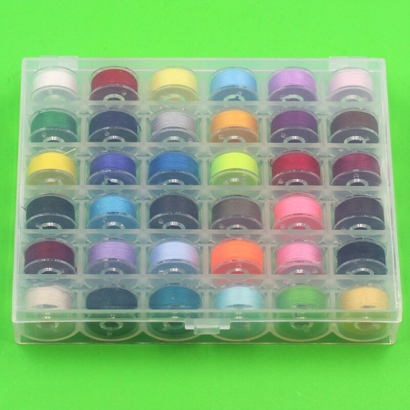 Transparent bobbin box with thread 36 cells bobbin 36 color high sewing thread boxed bobbin