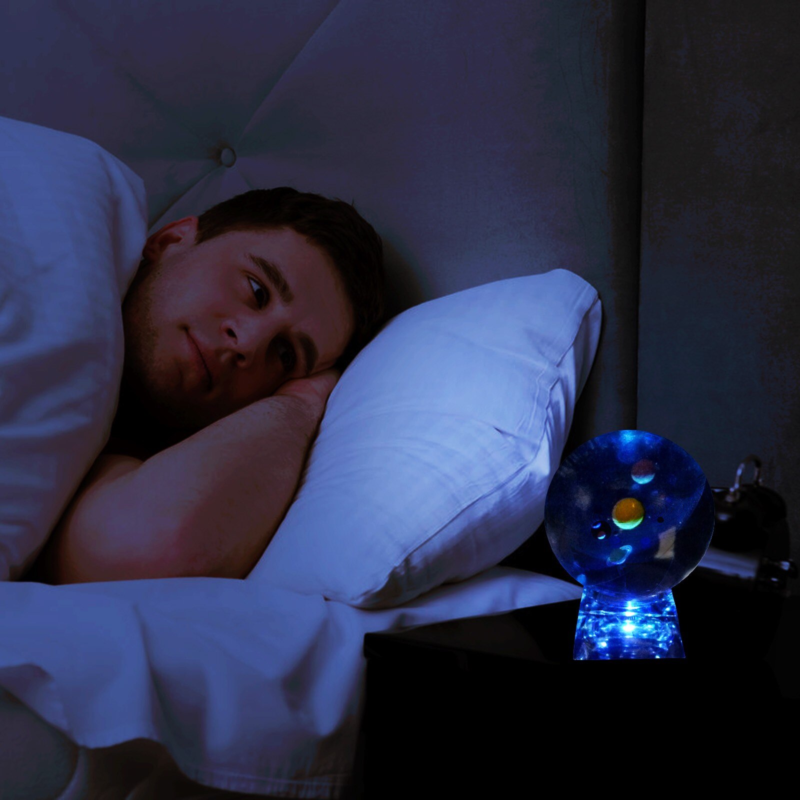 3d Crystal Ball With Solar System Model And Led Lamp Base- Clear 80mm (3.15 In) Home Deco Crystal Craft Sphere Ornament