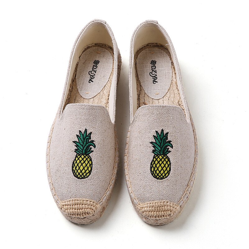 DZYM ananas lin tissage femmes appartements de baskets toile Espadrilles d'été mocassins Zapatos Mujer chaussures de conduite