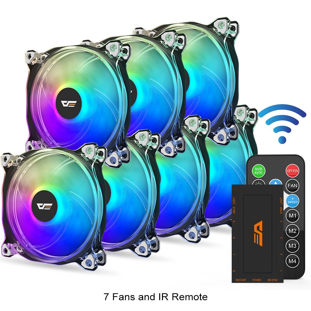 Darkflash PC Case Fan Computer 120mm Fan Clear Frame Quiet+Remote Computer Cooling CPU Cooler ASUS AURA SYNC RGB Case Fan CF8