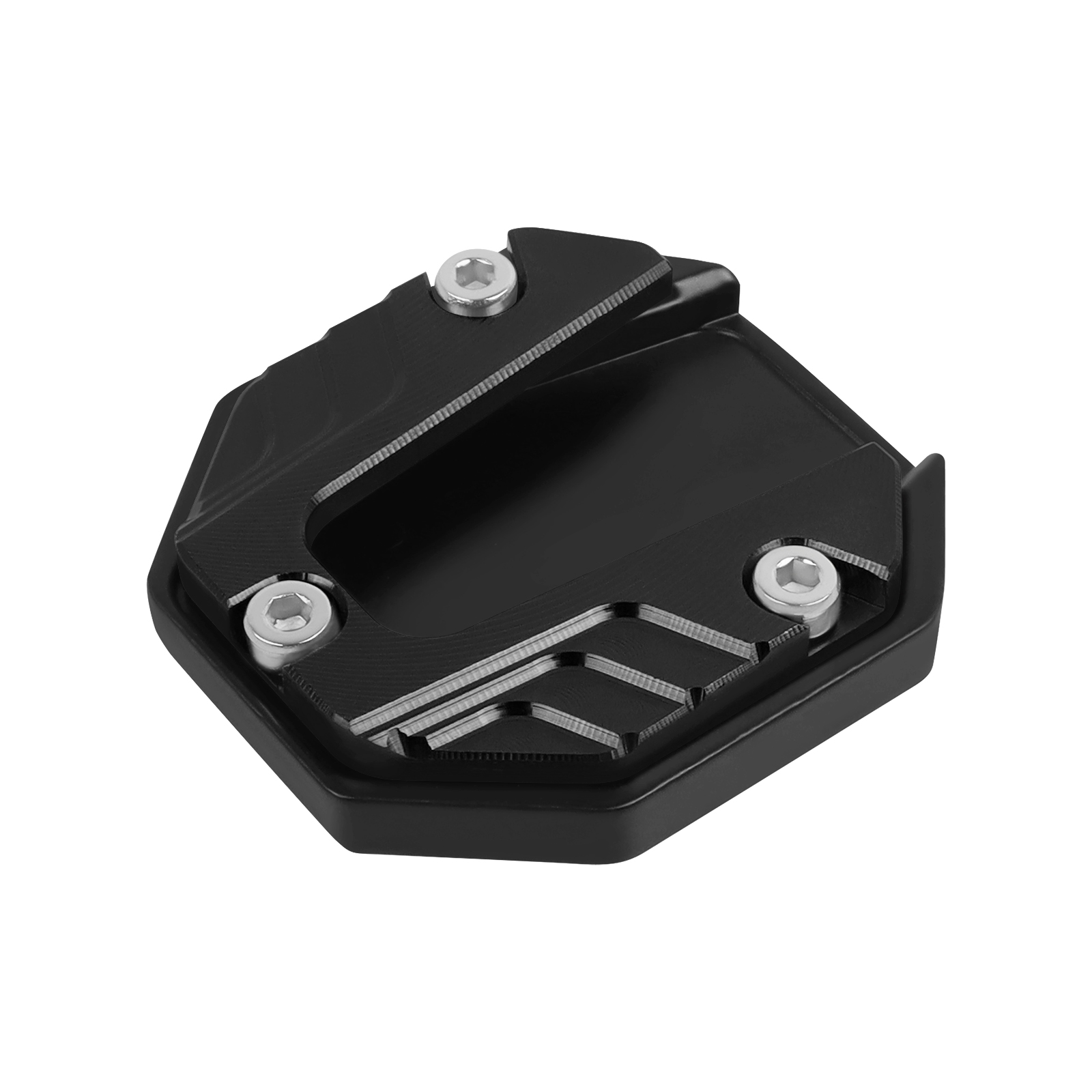Accessori moto Scooter universali piastra di prolunga per cavalletto CNC supporto laterale per piede supporto Base antiscivolo cuscinetto ingranditore: Black