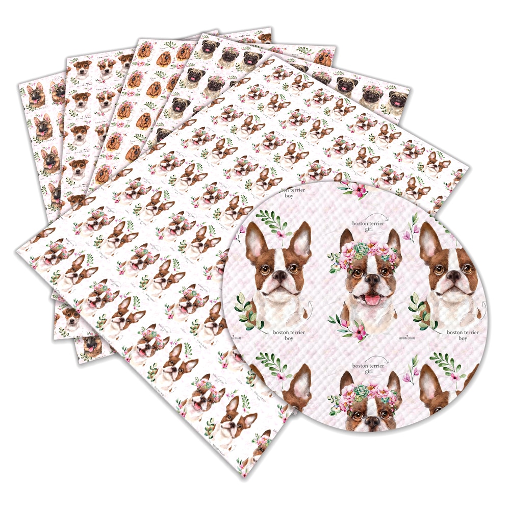 Feuilles de cuir synthétiques A4 22x30cm pour bricolage, imprimés de dessins animés d'animaux différents, fournitures de couture faites à la main, décor de vêtements