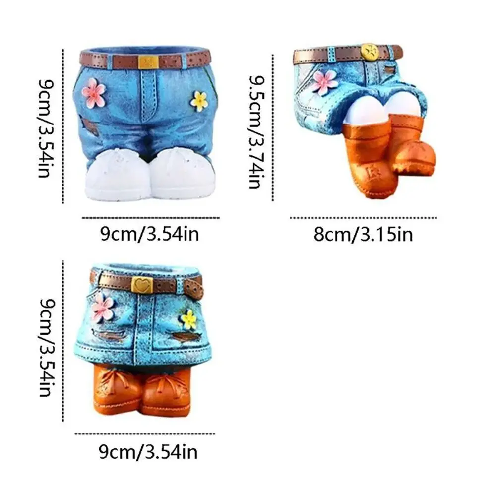 2025 Denim Broek Bloempot Duurzame Pastorale Stijlen Thuis Ornament Succulente Pot Hars Plant Containers