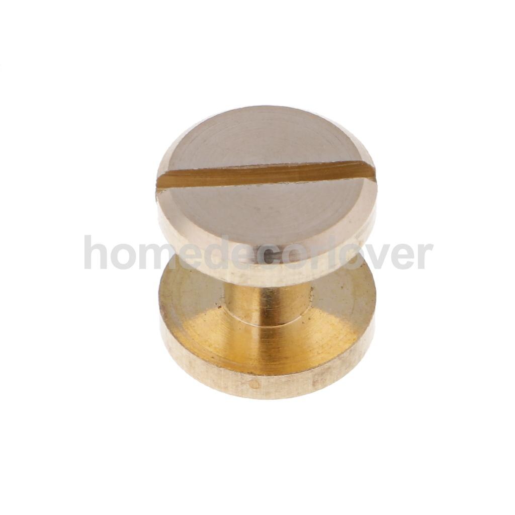 6 Sets Massief Messing Platte Ronde Kop Stud Screwback Leren Craft Chicago Schroeven
