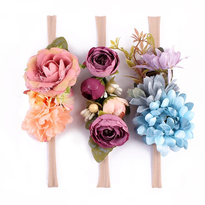 2018 novo 3 pçs bonito meninas do bebê, de renda flor de cabelo, acessórios de bandas de flores, faixas de festa, adereços de fotos presentes: D