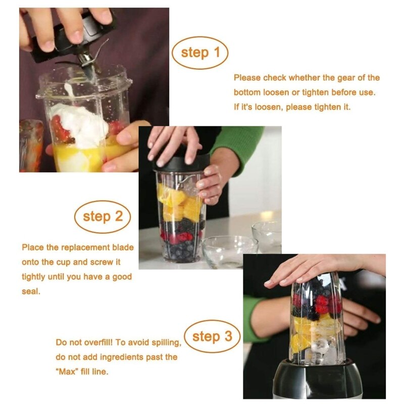 M2EE 7 Fin Blender Blade Assembly for Replacing Old Blender Blade Holder, Cups, Lids Fits for Nutri Ninja 1000w Blender