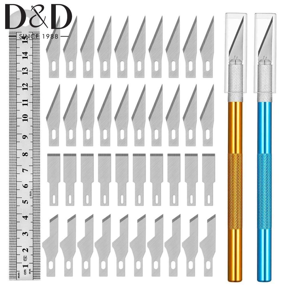 Precision Carving Craft Knife Hobby Knife Kit with 40 Spare Blades Sewing Measuring Gauging for DIY Art Work Cutting Tool