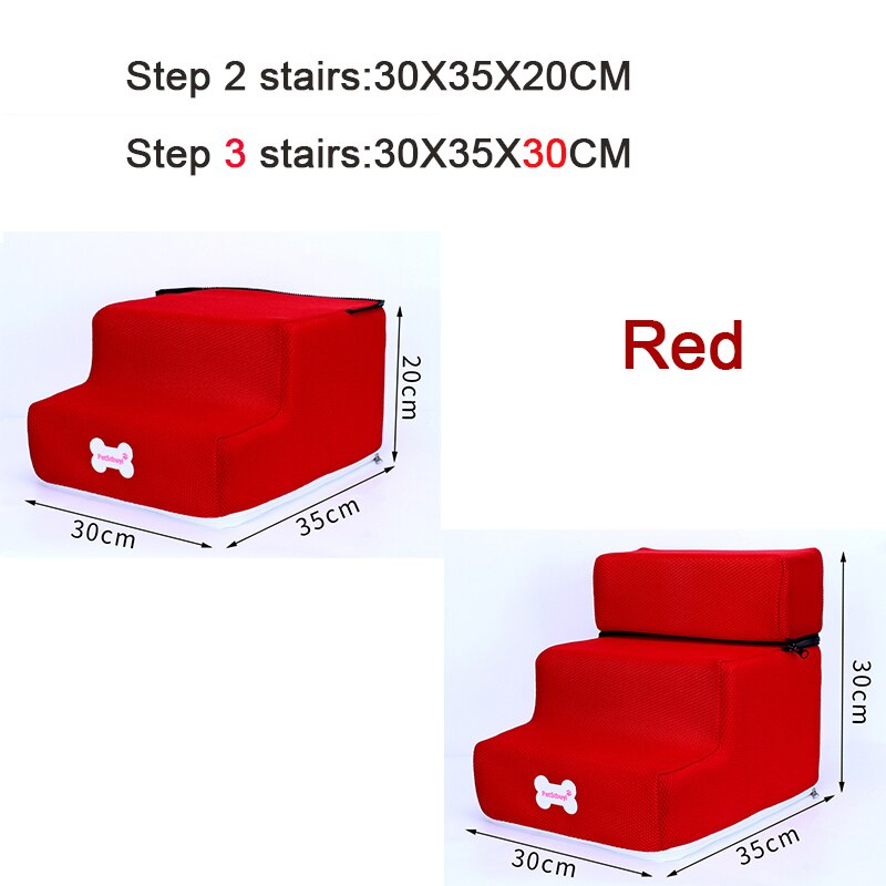 2/3 Layers Pet Dog Stairs Steps Indoor Dog House Stairs Ramp Ladder Portable Cat Climbing Ladder for Small Dog Cat Pet: Red / Step3(30X35X30CM)