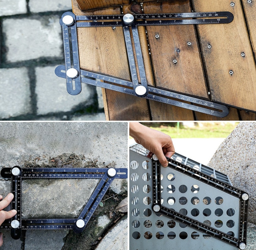 LAMEZIA 25cm Angle Measuring Protractor Four-Sided Ruler Template Instrument Tool Slides Mechanism For Carpenter