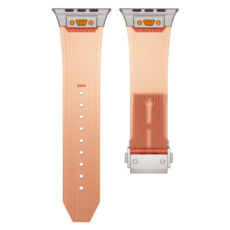 Transparentes Silikonarmband für Apfel Uhr-Armbänder Ultra 49 46 45 44 42 mm, weiches, wasserdichtes Armbinde, Sportarmband für iWatch Correa: XS / SANDROSA