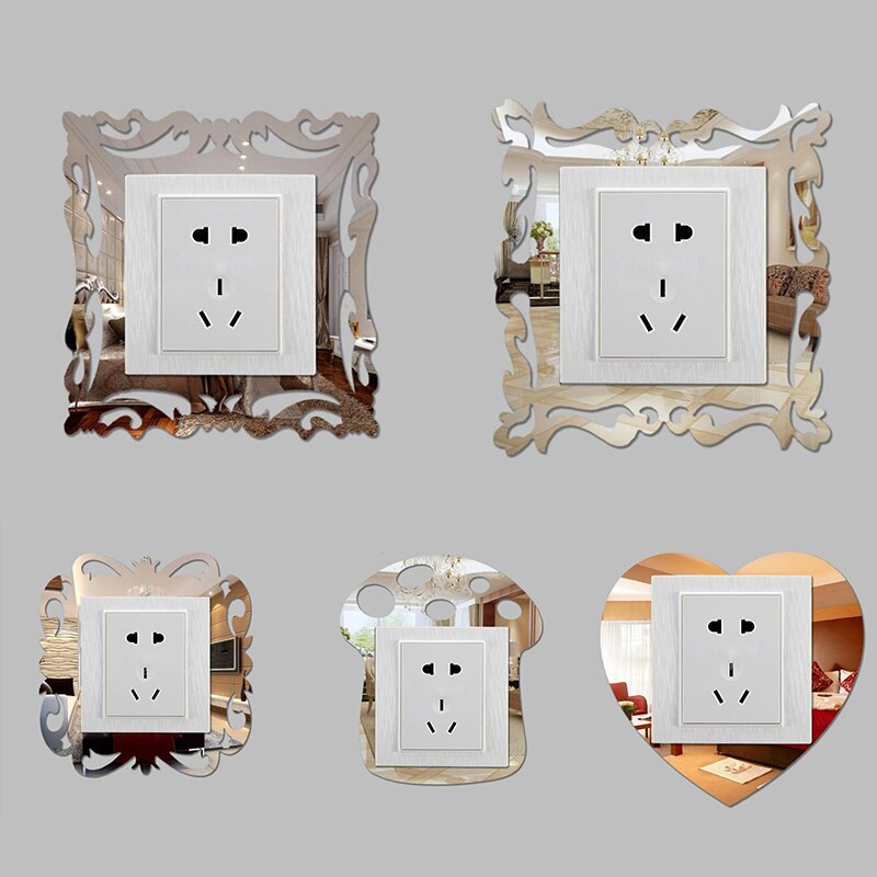 Pegatinas de pared de fotos con interruptor, 1 Uds., bricolaje, decoración creativa para el hogar, pegatinas de pared de espejo 3D Acrílico