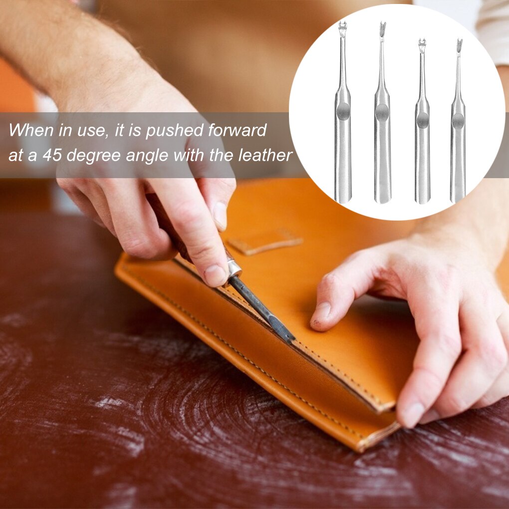 U + V Vormige Lederen Groover Rvs Stiksels Rand Beveler Antislip Diy Naaien Puncher Ponsen Tool Kit