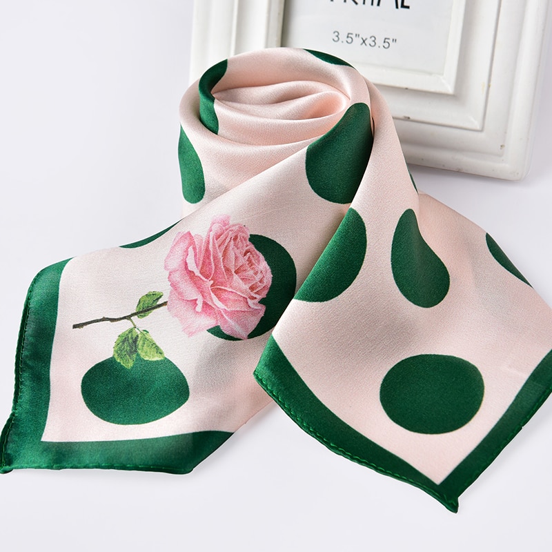 Silke firkantet tørklæde til kvinder print bandana naturlig silke tørklæde tørklæde lille suqare silketørklæde hår tørklæder 65 x 65cm