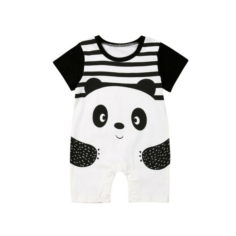 Toddler Baby Boy Girl Cartoon Panda Print Romper Jumpsuit Bodysuit Casual Outfit Cute Fashionable Newest