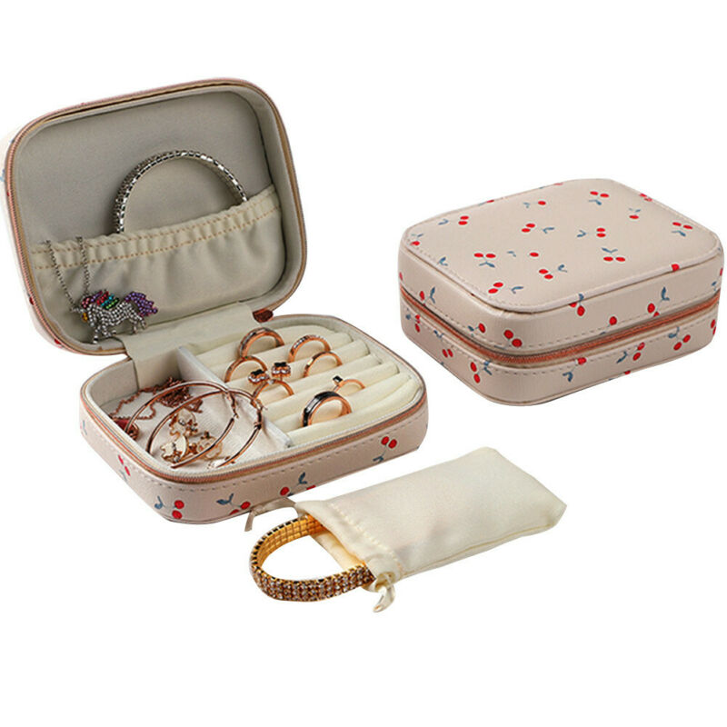 Joyero Organizador expositor joyero De viaje cajas portatiles Joyeros De almacenamiento De cuero con cremallera Joyeros Organizador De Joyas