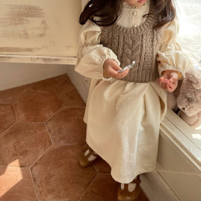 Gilet tricoté sans manches pour filles, chandails pour enfants, Tops tricotés de Style coréen, printemps automne 2022