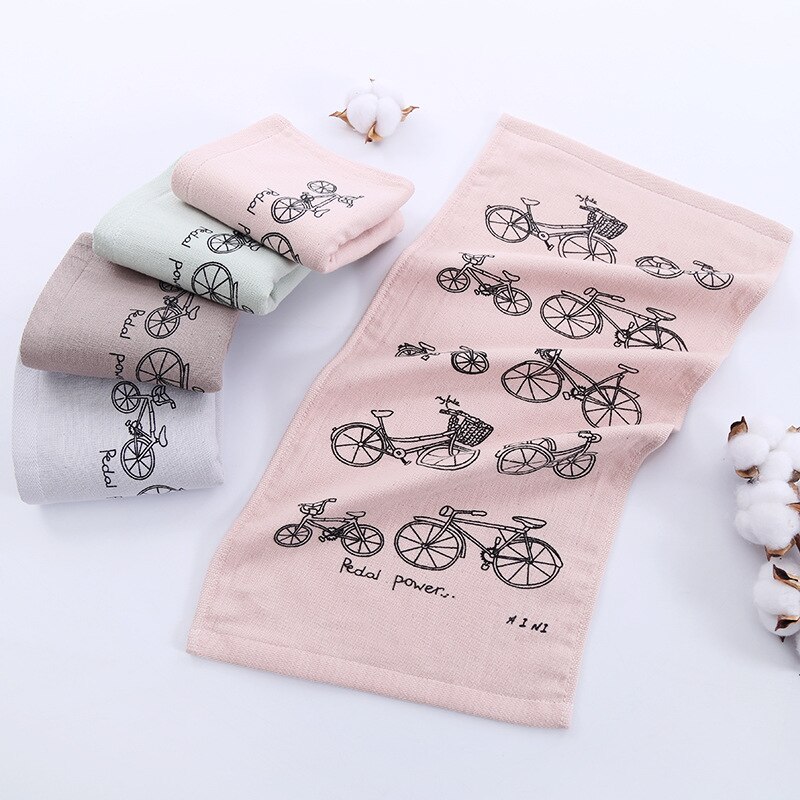 1 st babybadduk 100%  bomullshandduk cykelmönster mjuk bärbar handduk 4 färger andningsbar barnnäsduk 25*50cm