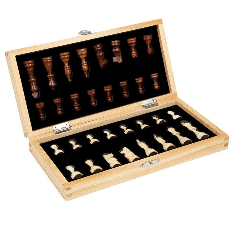 Magnetisches, faltbares schachspiel aus holz, tragbares unterhaltungsbrettspiel mit schachbrett