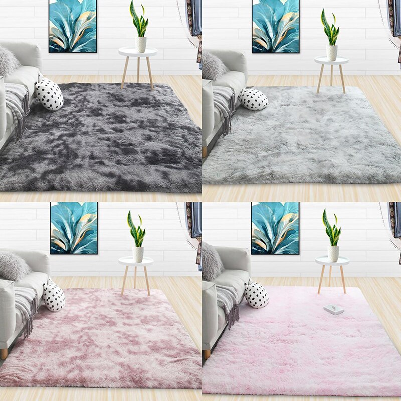 Plush Carpet for Living Room Fluffy Rug Thick Bed Room Carpets Anti-slip Floor Gray Soft Rugs Tie Dyeing Velvet Kids Room Mat