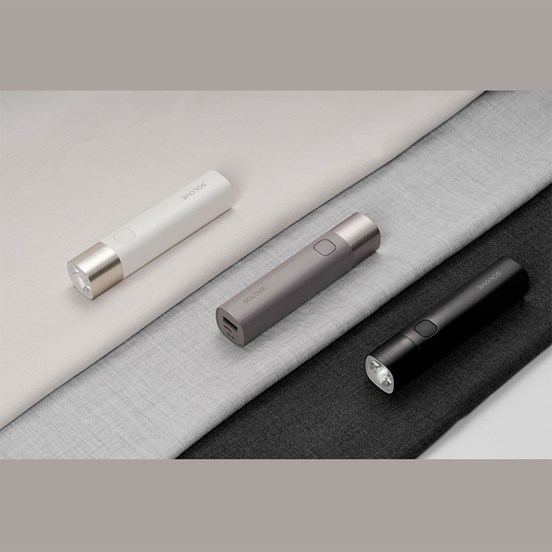 SOLOVE X3S 3000mAh Power Bank USB Rechargeable Brightness EDC Flashlight Portable Mini LED Torch for Outdoor Bike Power