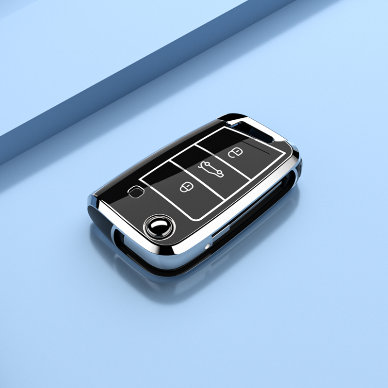 la moda placcatura d'argento edg macchina chiave Astuccio coperchio per VW Volkswagen golf 7 MK7 Tiguan MK2 Skoda Octavia Kodiaq Karoq posto a sedere Ateca Leon: Rosso