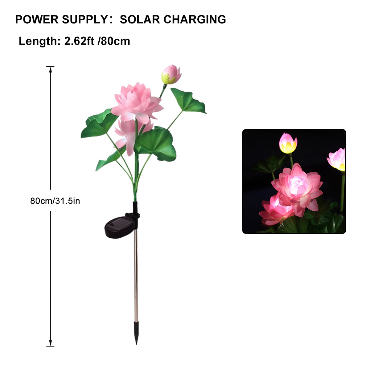 Lampada plug-in a terra di loto a tre teste a LED ad energia solare, lampada per atmosfera esterna impermeabile, progetto di illuminazione quadrata del parco, prato