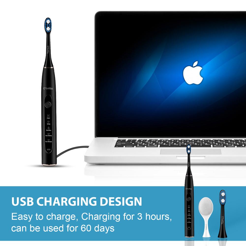 Electric Toothbrush 5 Modes USB Fast Charging Tooth Brush Adult Kids Waterproof Toothbrush W/ Face Cleaning Machine