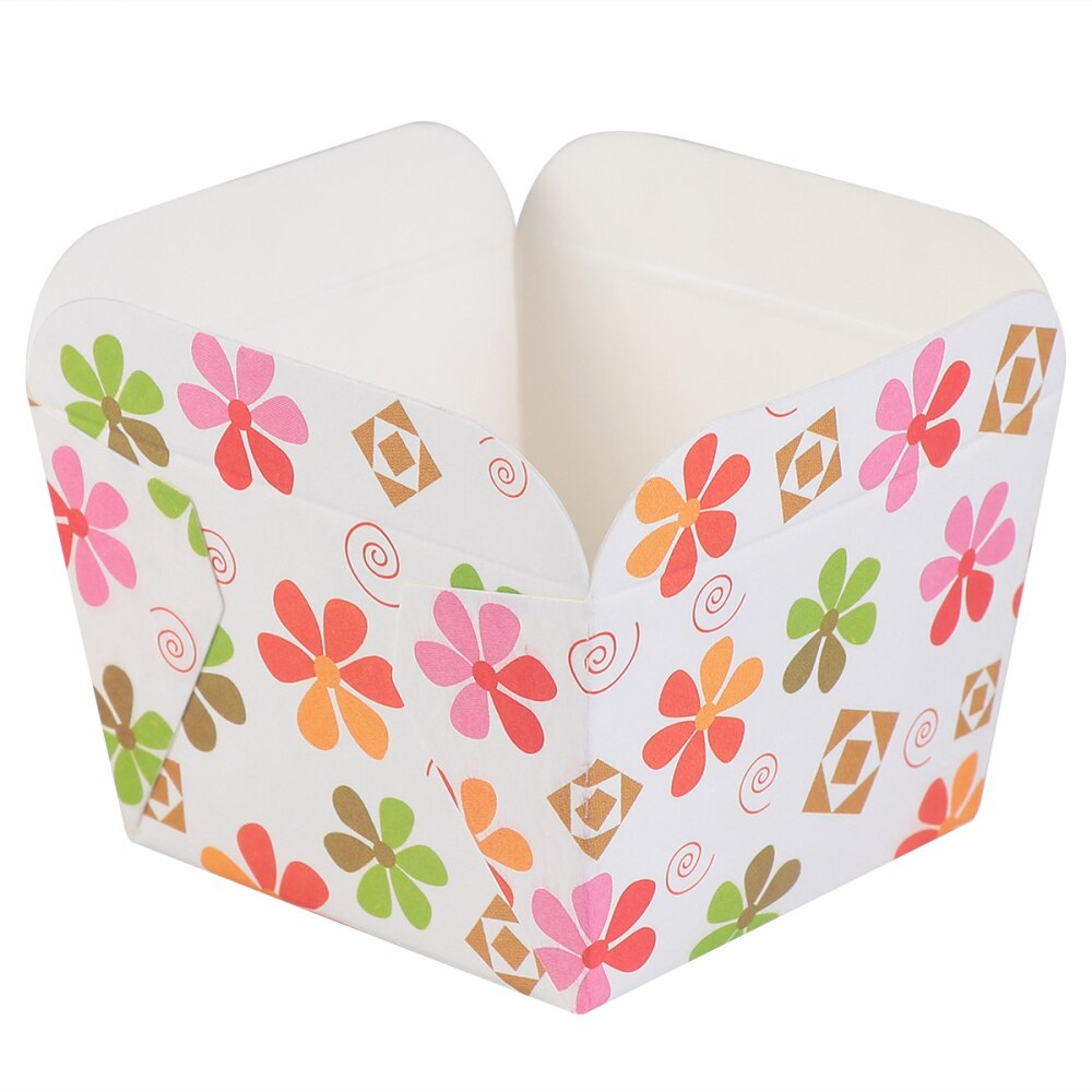 100pcs Paper Cupcake Cups Square Disposable Cake Cup Heat-resistant Dessert Bowls Mini Cake Box Party Supplies (Blue Dot)