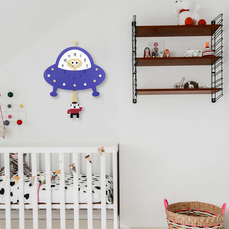 Creatieve Decoratieve Klokken Kinderkamer Kleuterschool Vroege Onderwijs Leuke Auto Cartoon Swing Wandklok