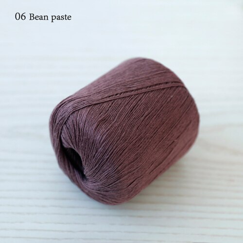 Qzlknit 50g/ nystan vår/sommar babygarn kammad hud affinitet 4 trådar av tencel/linne blandat garn gör det själv virkade skor/kjol etc: 06 bönpasta