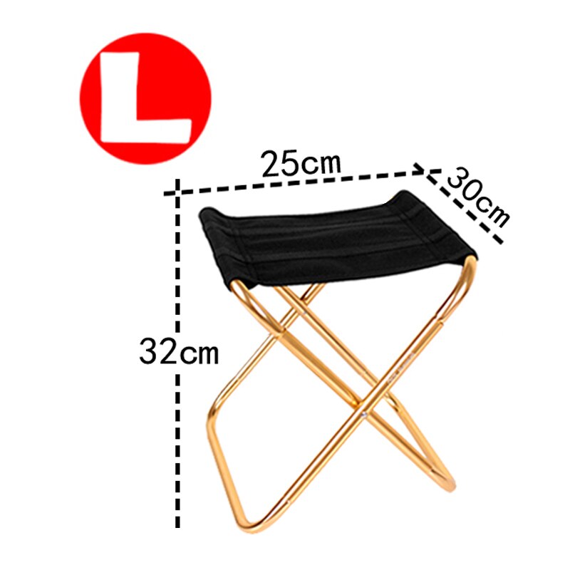 Sammenklappelig campingstol fiskestol bærbar picnicstol foldbar aluminium udendørs stol let at bære fisketilbehør: Guld-l