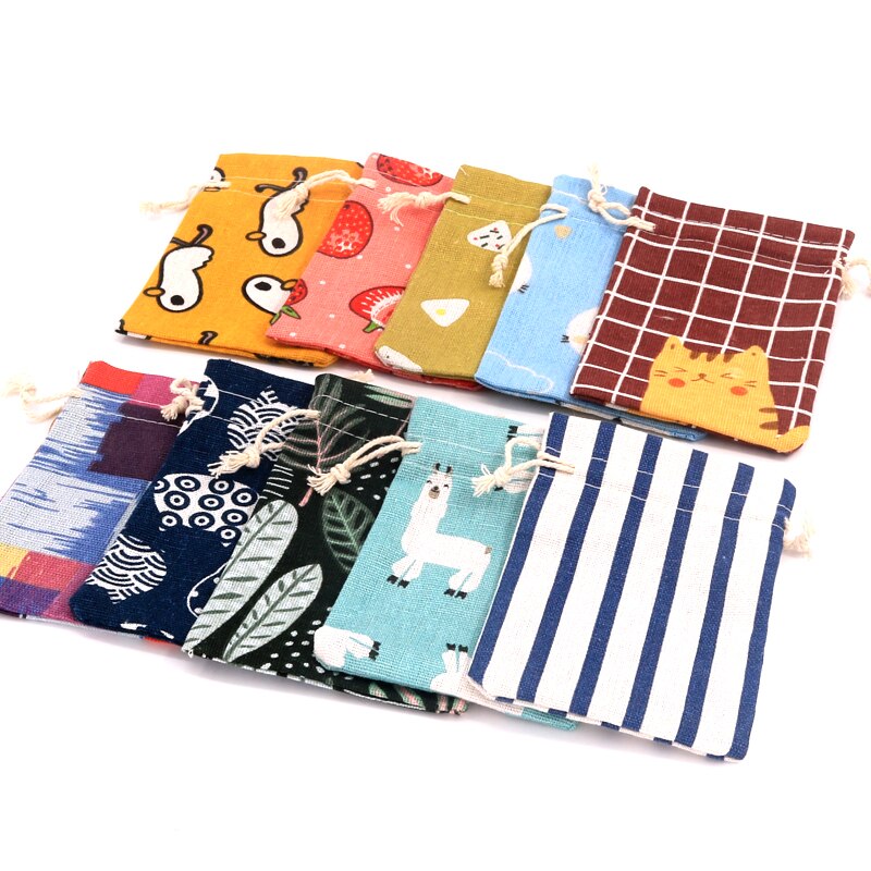 1pc store bomuldsposer 19 x 24cm forskellige designs snoreposer linned taske kosmetik boutique smykker emballage poser