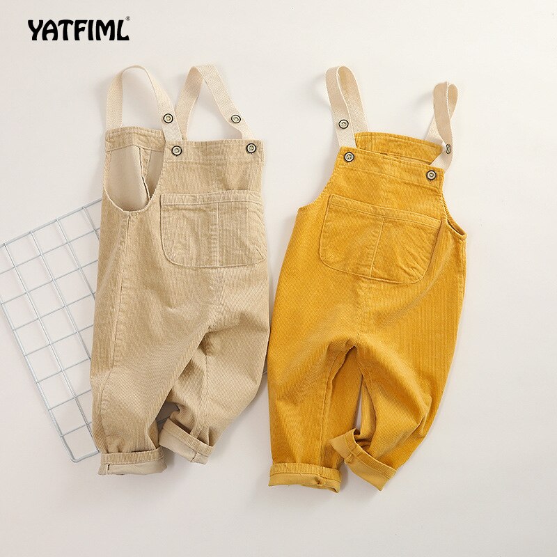Yatfiml Kid 'S Plain Corduroy Bretels Peuter Kids Baby Jongens Meisjes Gebreide Overalls Strap Rompertjes Jumpsuit Outfits