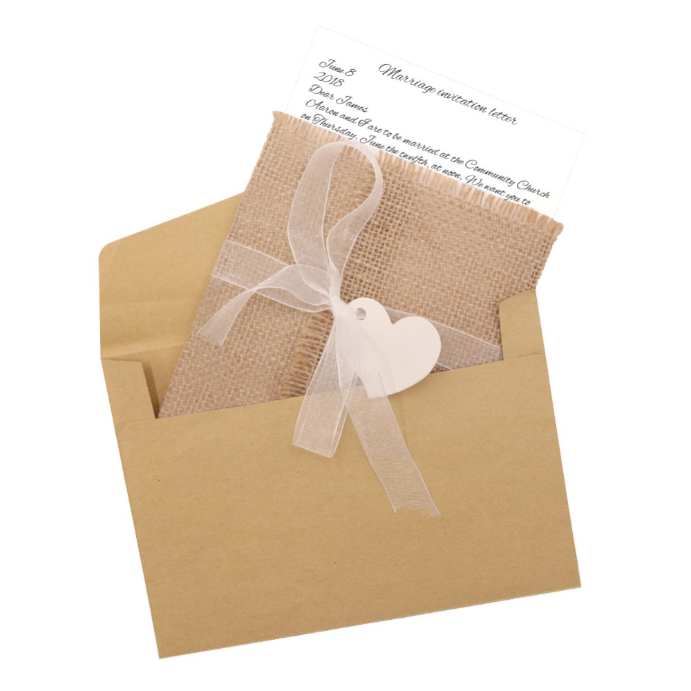 OurWarm-carte d'invitation vierge 50 pièces | Enveloppe en toile de jute et dentelle en cœur, pour invités, décoration de mariage