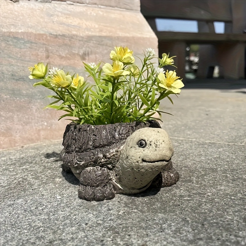 Schildkröte Figur Harz Schildkröte Statue Blumentopf Aufhänger Pflanzer Rand Dekor Mini Schildkröte Skulptur Topf Verschönern Garten Hof