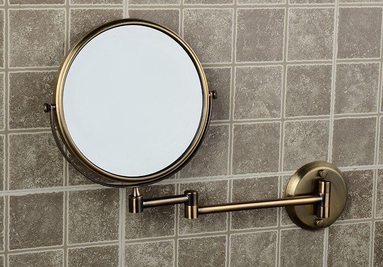 Senducs Antieke Badkamer Spiegel 3x Vergrootglas Bad Spiegel Met 8 inch Badkamer Inklapbare Spiegels Met Massief Messing Bad Spiegel