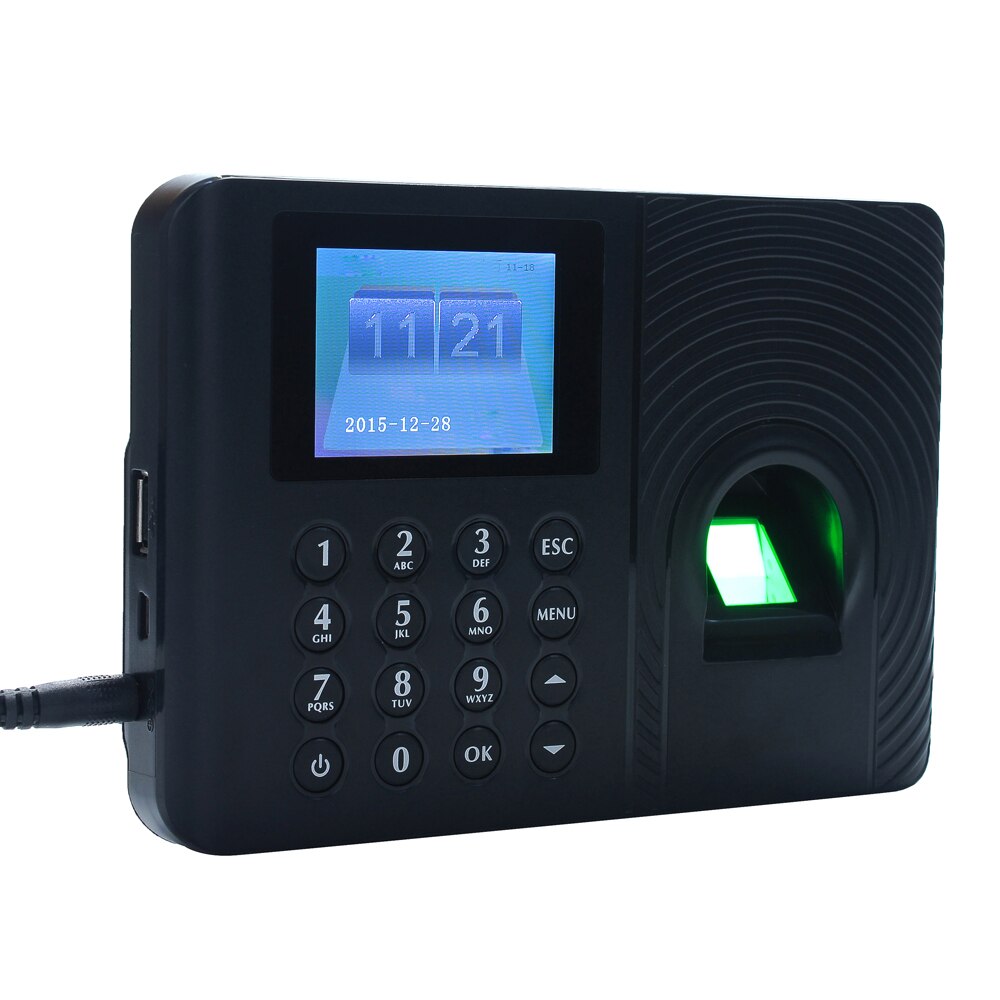 Intelligent Biometric Fingerprint Password Attendance Machine Employee Checking-in Recorder 2.4 inch LCD Screen Attendance Clock
