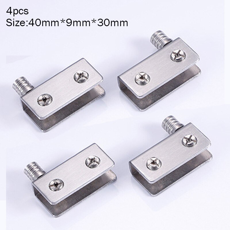 4pcs Rvs glas scharnieren voor 5-8mm/10-12mm Glazen Deur Glas Pivot klemmen Deur Scharnieren 4 maten