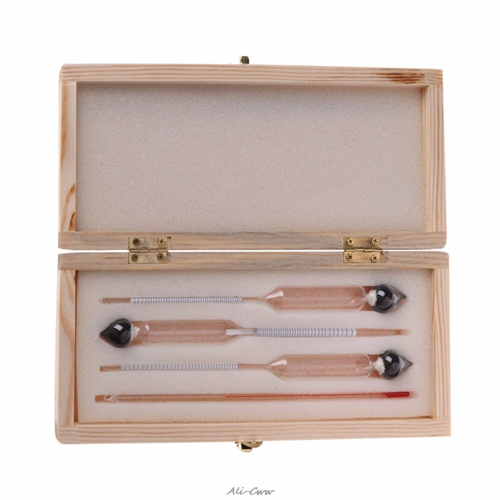 3 Pcs 0-100% Hydrometer Alcoholmeter Tester Set Alcohol Concentration Meter + Thermometer