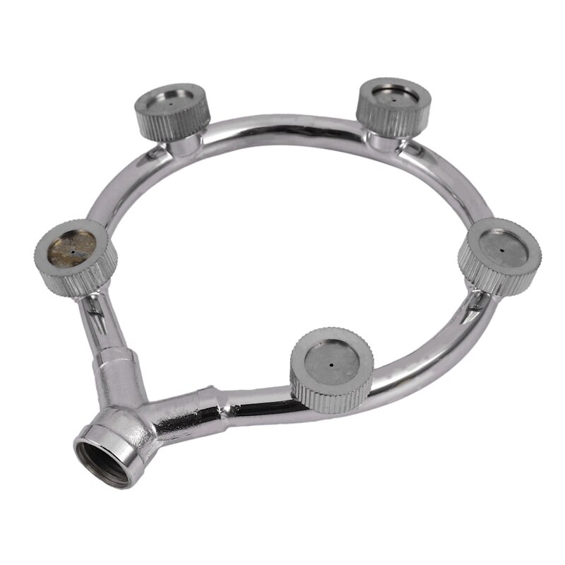 2X Stainless Steel Fan Ring With 5 Nozzle Seats Sprayer Mist Fan Ring Water Sprayer Fine Fog Ring
