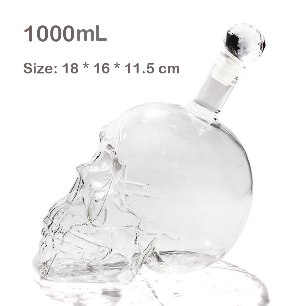 125ML 350ML 550ML 1000ML Vodka Bottle Skull Bottles Gothic Wine Vodka Decanter Glass Flagon: 1000ml