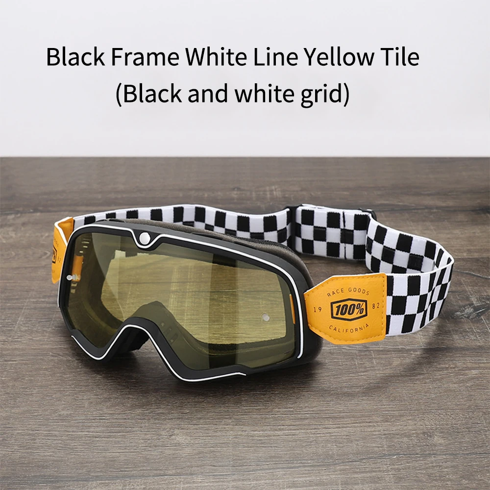 Retro Motorcycle Goggles Glasses Windproof Motocross Sunglasses Vintage Helmet Glasses Cycling Racing Cafe Racer: black
