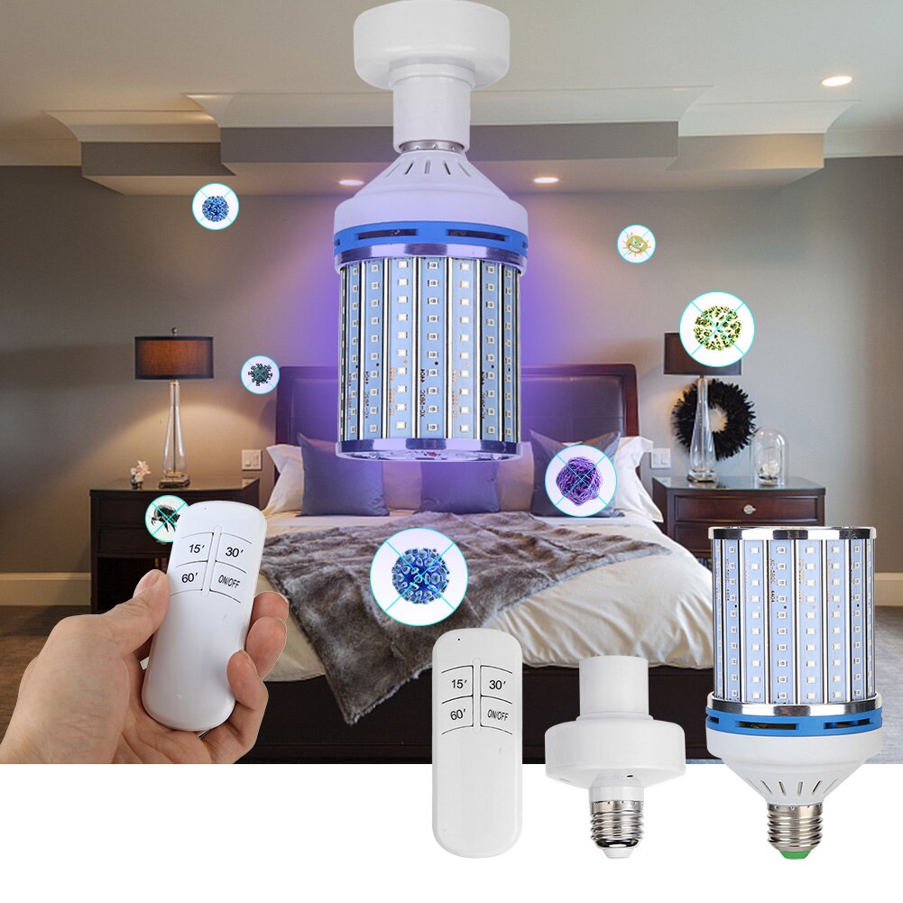 80W UV Germicidal Disinfection Lamp Remote Control Disinfection LED Light Bulb for Home Disinfection Sterilizing