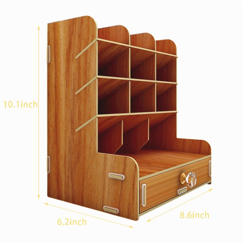 Wooden Desk Organizer Multi-Functional DIY Pen pencil Holder Box Desktop Stationary Home Office Supply Storage Rack