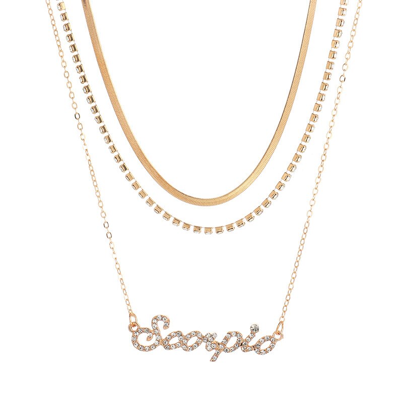 3 Stk/set Multilayer Sterrenbeeld Hanger 12 Constellation Ketting Horoscoop Ram Leeuw Schorpioen Snake Chain Choker Verjaardag Sieraden: Scorpio